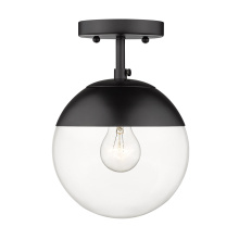 Golden 3219-SF BLK-BLK - Golden Lighting Dixon 1-light Semi-Flush Mount in Matte Black and Clear Glass